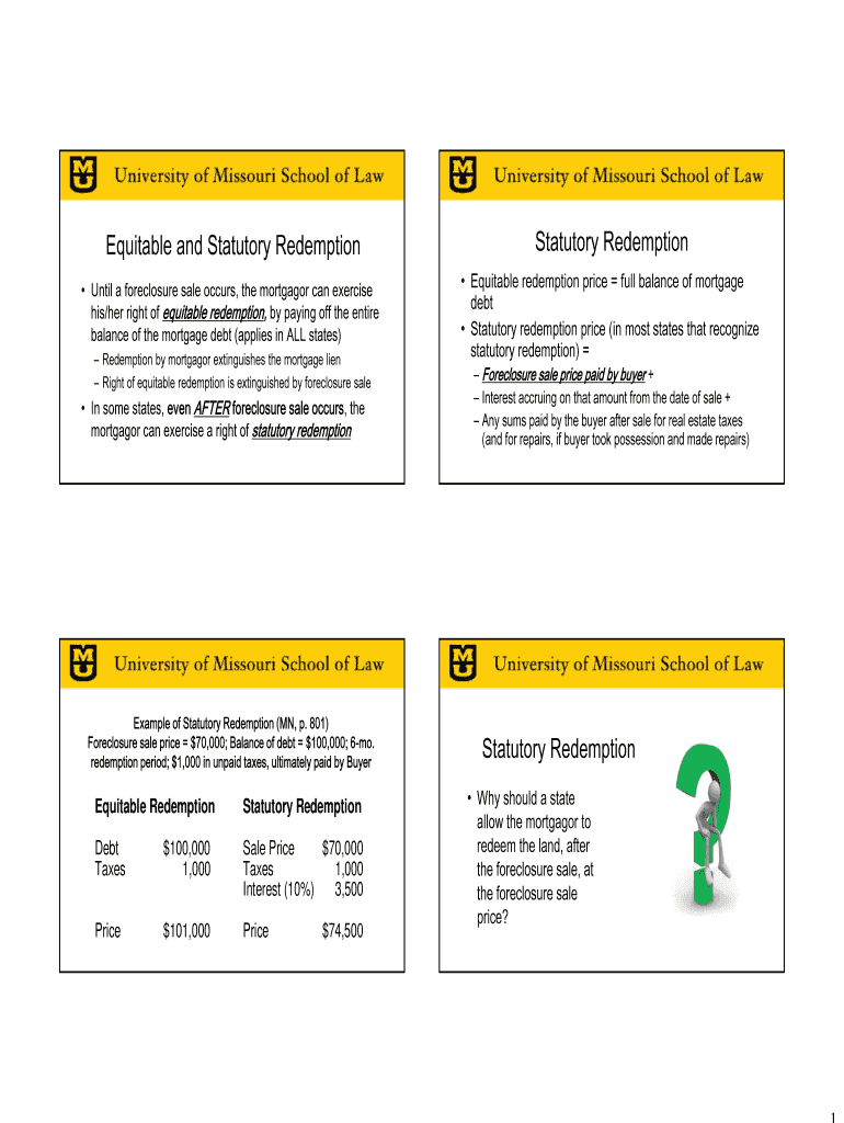 Fillable Online Equitable and Statutory Redemption Fax Email Print