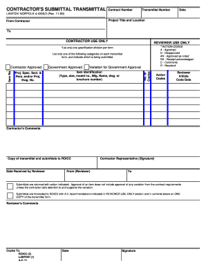 Contractor's Submittal Transmittal