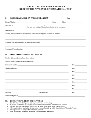 General McLane School District Educational Trip Request Form