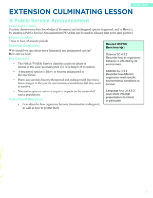 Threatened and Endangered Species PSA Lesson
