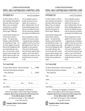 Lutheran Disaster Response Nepal Earthquake Donation Form