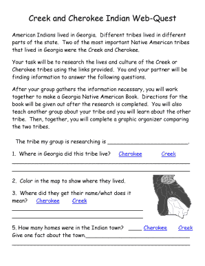 Creek and Cherokee Indian Web-Quest