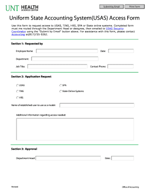 Fillable Online Uniform State Accounting SystemUSAS Access Form Fax ...