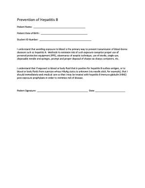 Hepatitis B Prevention Consent Form