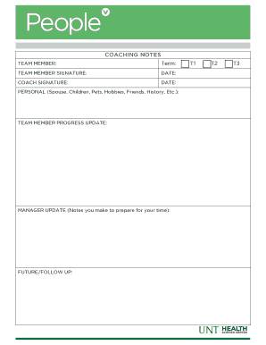 Employee Coaching Notes Form
