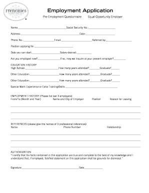 Employment Application Form