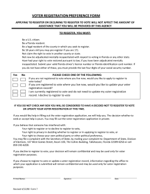 Florida Voter Registration Preference Form