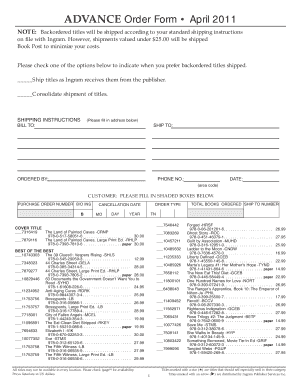 Advance Order Form