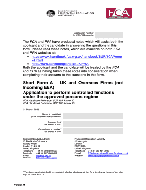 Short Form A - UK and Overseas Firms Application