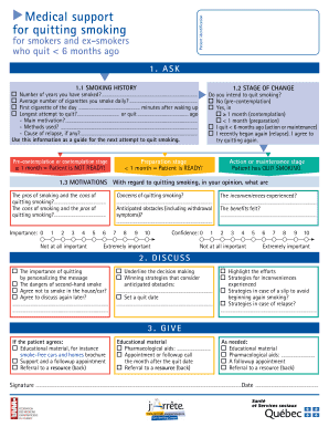 Smoking Cessation Support Form