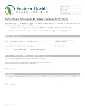 FERPA Revoke Authorization Form