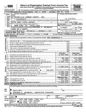 Form 990 Tax Return for Exempt Organizations
