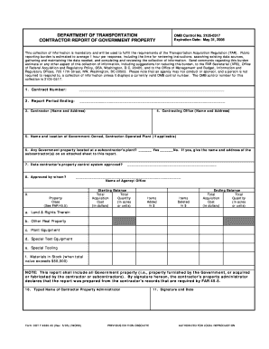 Contractor Report of Government Property
