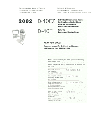 DC D-40EZ Individual Income Tax Form