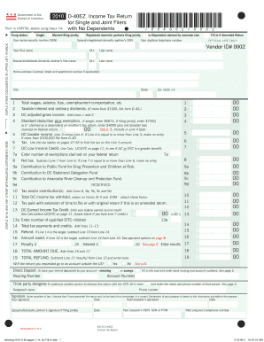 District of Columbia D-40EZ Income Tax Return