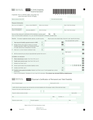 District of Columbia 2009 Disability Income Exclusion Form D-2440