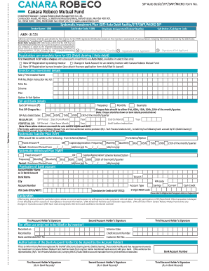 Canara Robeco SIP Auto Debit Form