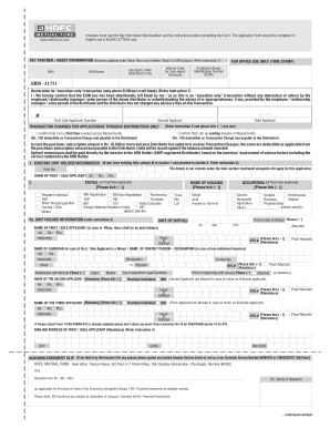 HDFC Mutual Fund Application Form