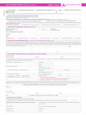 SIP Auto Debit Form
