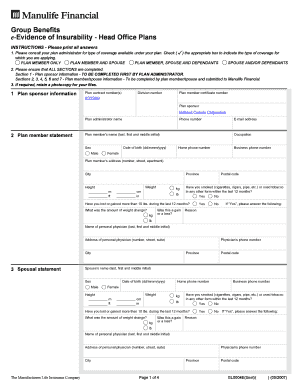 Evidence of Insurability Form