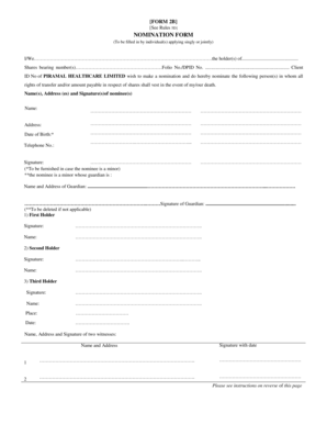 Piramal Healthcare Nomination Form