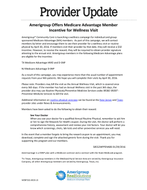 Amerigroup Medicare Advantage Wellness Visit Incentive Form