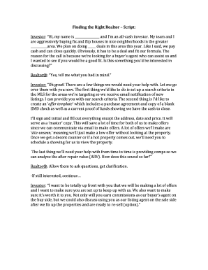Real Estate Investor Realtor Script