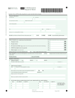 District of Columbia Nonresident Request for Refund