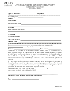 Authorization to Consent to Treatment