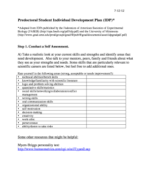 Predoctoral Student Individual Development Plan