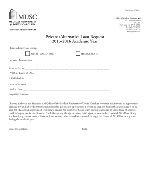 Private Alternative Loan Request Form