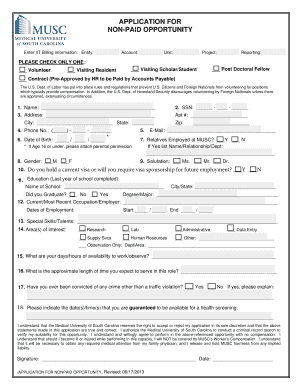 Application for Non-Paid Opportunity