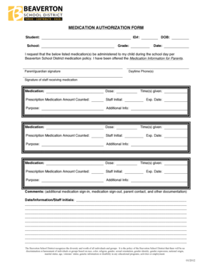 Medication Authorization Form