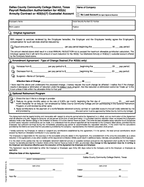 Payroll Reduction Authorization for 403(b) Annuity Contract