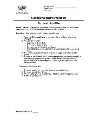 Food Handling Glove and Utensil Use Policy