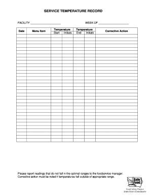 Service Temperature Record