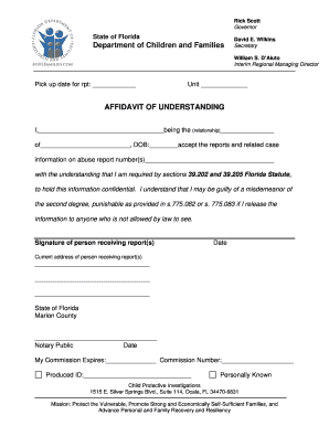 Affidavit of Understanding