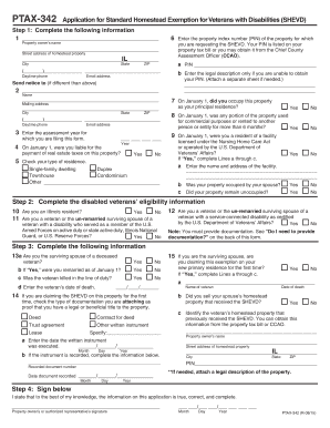 Standard Homestead Exemption for Veterans with Disabilities (SHEVD) Application