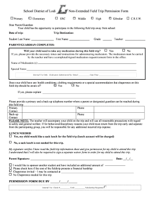 Field Trip Permission Form