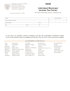 Ohio Municipal Income Tax Form 2008