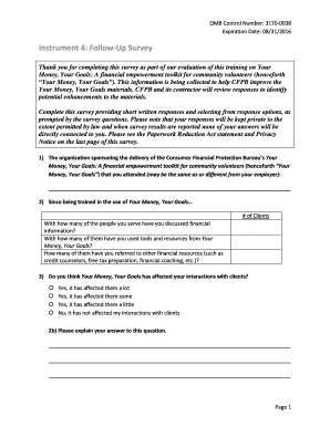 Your Money Your Goals Follow-Up Survey