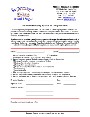 Statement of Certifying Physician for Therapeutic Shoes