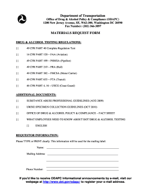 DOT Materials Request Form
