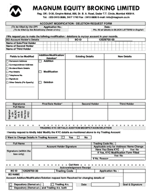 Account Modification Deletion Request Form
