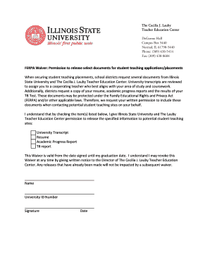 FERPA Waiver for Student Teaching Placements
