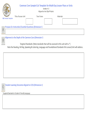 Asset transfer template - Grades K 2 Aligned to the EQuIP Rubric Materials ISBE