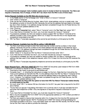 IRS Tax Return Transcript Request