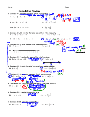 Cumulative Review Math Worksheet