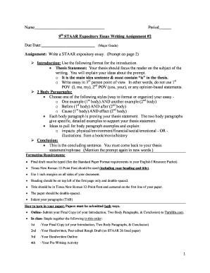 STAAR Expository Essay Writing Assignment