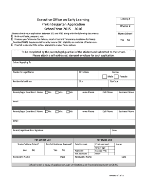 EOEL Prekindergarten Application